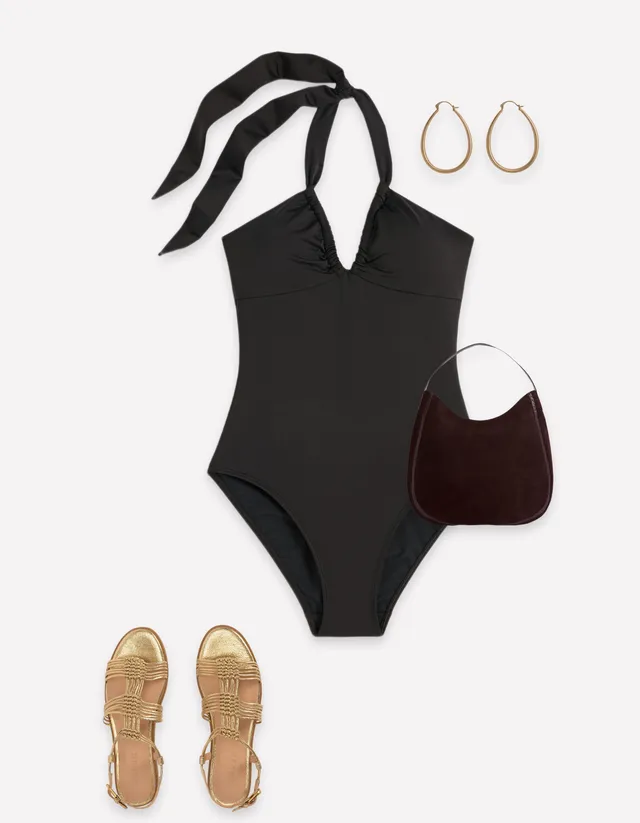 Minori Halter Tie Swimsuit - Black | Boden USA